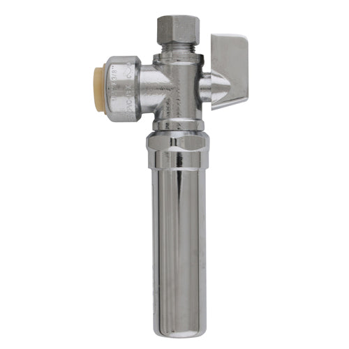 Alltemp 02-07561R, Water Hammer, 1/2'' Push-Fit Quick Connect to 3/8'' Compression Fit Angled Mini Ball Valve