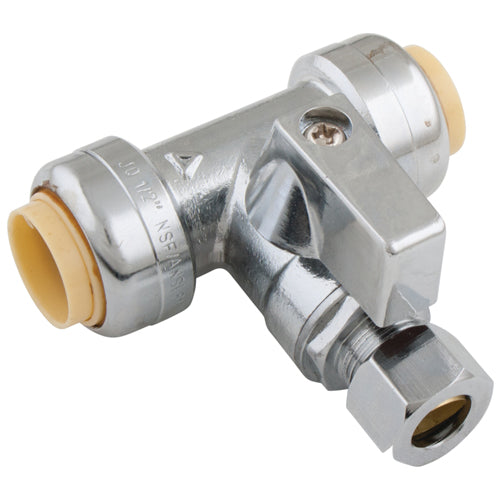 Alltemp 02-07582R, 1/2'' x 1/2'' x 1/4'' Tee Fitting with Shut Off