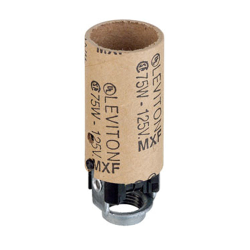 Leviton 10027, Phenolic Lampholder, Candelabra Base, One-Piece, Keyless, Incandescent, 1-3/4 Inch Hickey Mount, Single Circuit, Back Wired, Black, 2 Packs