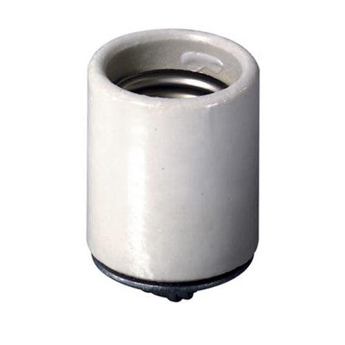 Leviton 10045, Glazed Porcelain Lampholder, Medium Base, One-Piece, Keyless, Incandescent, Pipe Mount, Single Circuit, Back Wired, White