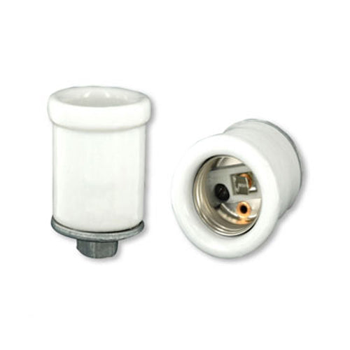 Leviton 10065, Glazed Porcelain Lampholder, Medium Base, One-Piece, Keyless, Incandescent, Pipe Mount, Single Circuit, Back Wired, Beaded for 1-1/2 Inch Clamp-Style Shade, White