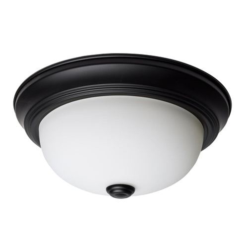 Satco 60-128, 2-Light 13" Flush Mount Ceiling Light Fixture, Incandescent, 60W, 120V, Matte Black Finish