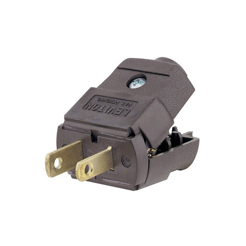 Leviton 101-P, Polarized Straight Blade Plug, Residential Grade, 15A 125V, NEMA 1-15P, 2-Pole, 2-Wire, Non-Grounding, Brown, 2 Packs