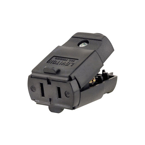 Leviton 102-EP, Polarized Straight Blade Connector, Residential Grade, 15A 125V, NEMA 1-15R, 2-Pole, 2-Wire, Non-Grounding, Black, 2 Packs
