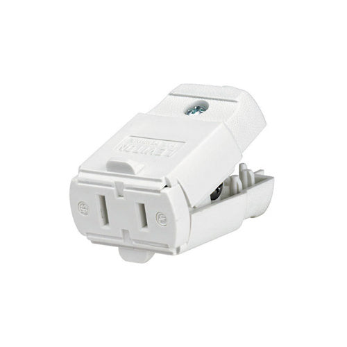Leviton 102-WP, Polarized Straight Blade Connector, Residential Grade, 15A 125V, NEMA 1-15R, 2-Pole, 2-Wire, Non-Grounding, White, 2 Packs