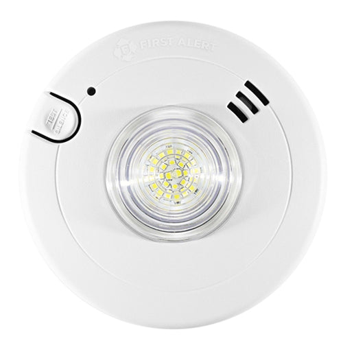 BRK 1036168, 120V 60 Hz Hardwired Photoelectric Smoke Alarm & LED Strobe with 10 Year Sealed Lithium Battery Backup