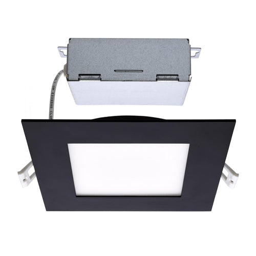 Satco S11877, 6'' LED Direct Wire Downlight, 12W, 120V, 5CCT Selectable, 750 Lumens, Remote Driver, Square, Black Finish