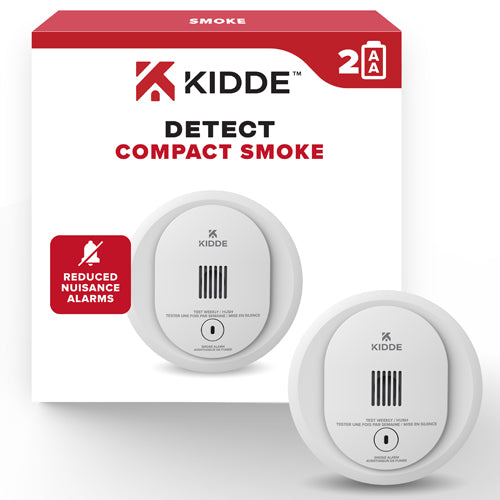 Kidde 10SDR-CA, DETECT Series Compact Smoke Alarm, AA Battery Powered, Ordering P/N #: 21031442