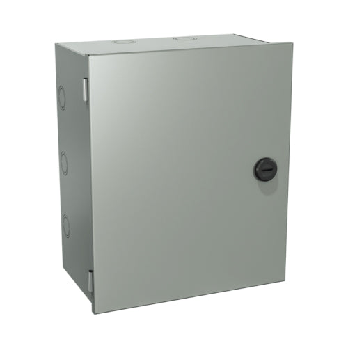 EXM 1100 E101004, NEMA 1 Single Door Junction Box with Knockouts, Dimension 10'' x 10'' x 4'', IP 20, Mild Steel Painted ASA 61 Gray