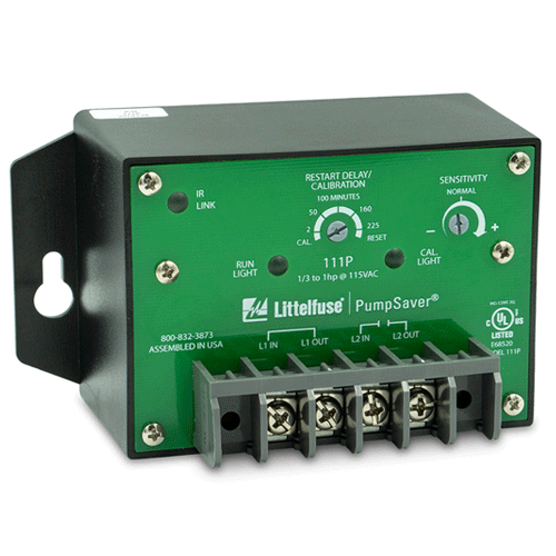 Littelfuse 111P, 111P Series, Single-Phase Pump Monitor, Voltage Sensing AC 115VAC, 1 Phase, Load Range: 1 ⁄3 - 1hp