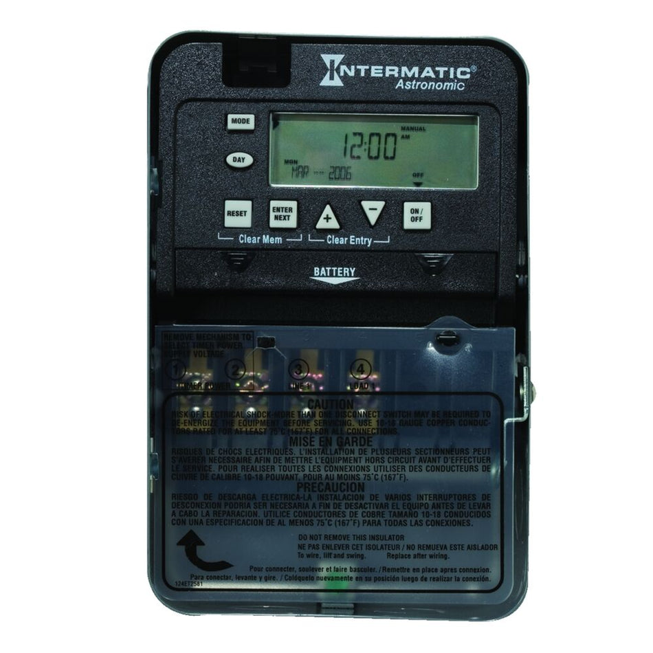 Intermatic ET8015C, Astronomic 7-Day 1-Circuit Electronic Control, NEMA 1 Indoor Metal Enclosure, SPST, 120-277 Volt