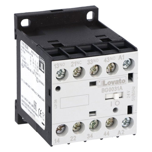Lovato 11BG0031A57560, Control Relay with AC Coil 60Hz, BG00 Type, 575VAC, 3NO and 1NC, Clamp Screw Terminal