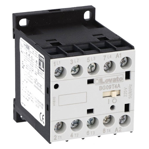 Lovato 11BG09T4A024, Four-Pole BG Series Mini Contactor, AC Coil 50/60Hz, 24VAC, 4NO