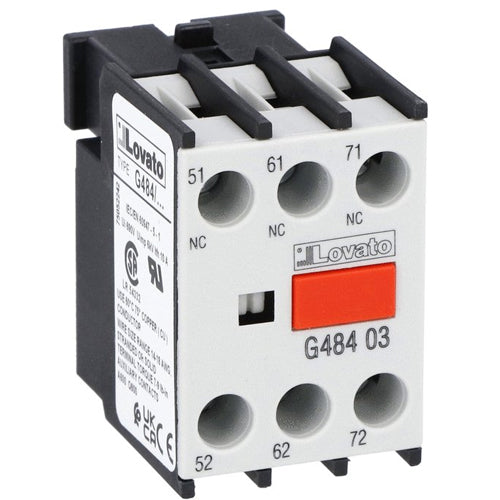 Lovato 11G48403, Auxiliary Contact for Front Centre Mounting, Screw Terminals, For BF... Series Contactors, 3NC