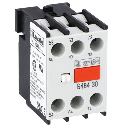 Lovato 11G48412, Auxiliary Contact for Front Centre Mounting, Screw Terminals, For BF... Series Contactors, 1NO+2NC