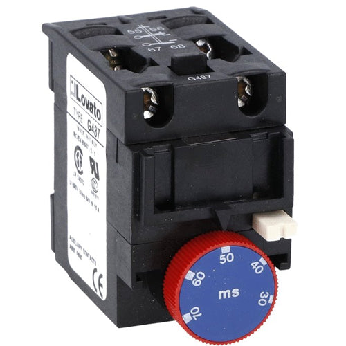 Lovato 11G4856, Delayed Auxiliary Contact 1NO+1NC (Pneumatic Operation) On Energisation for Front Centre Mounting, For BF... Series Contactors, On-Delay, 6s