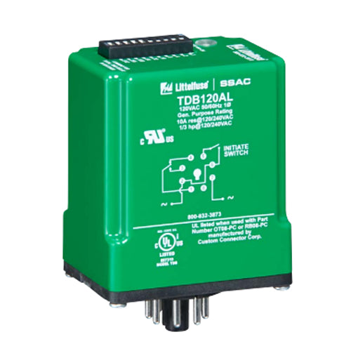 Littelfuse TDBH120ALD, TDB Series, Relay-Output, Delay-on-Break Timer, 120VAC, 10–10230s Time Setting, 11 Pins, DPDT Contact Form