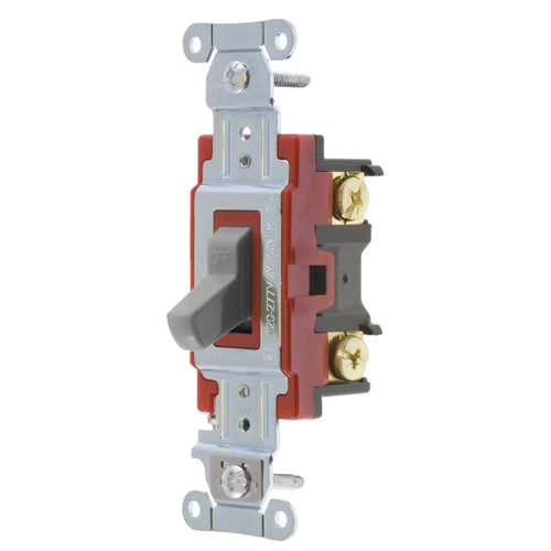 Hubbell 1224GY, Hubbell-PRO Heavy Duty Industrial Toggle Switch, Four Way, 20A 120/277V AC, Gray