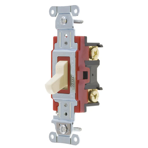 Hubbell 1221LA, Hubbell-PRO Heavy Duty Industrial Toggle Switch, Single Pole, 20A 120/277V AC, Light Almond