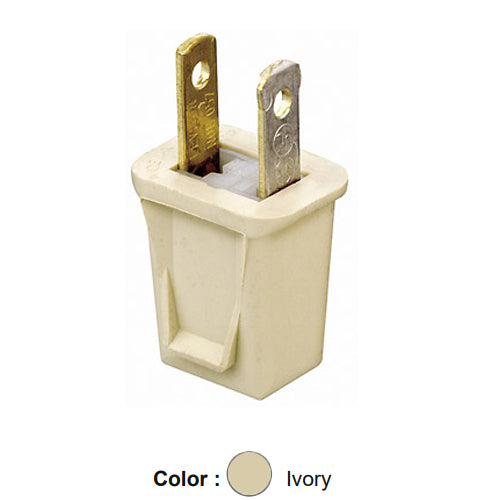 Leviton 123-PI, Polarized Straight Blade Plug, Residential Grade, 10A 125V, NEMA 1-15P, 2-Pole, 2-Wire, Non-Grounding, Ivory, 4 Packs