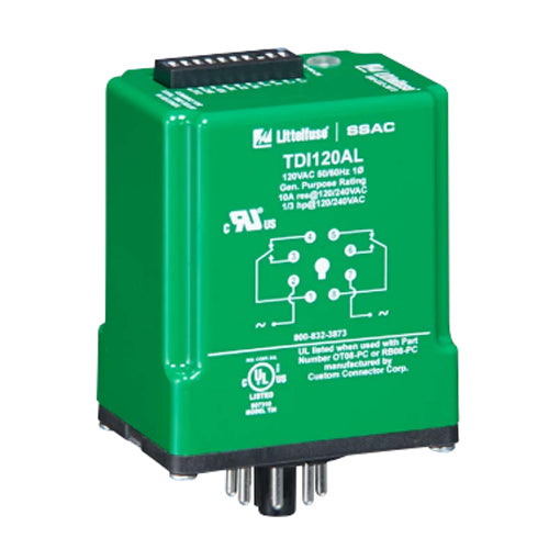 Littelfuse TDI120AL, TDI series, Interval Timer, 120VAC, 1–1023s Time Setting, 8 Pins, DPDT Contact Form