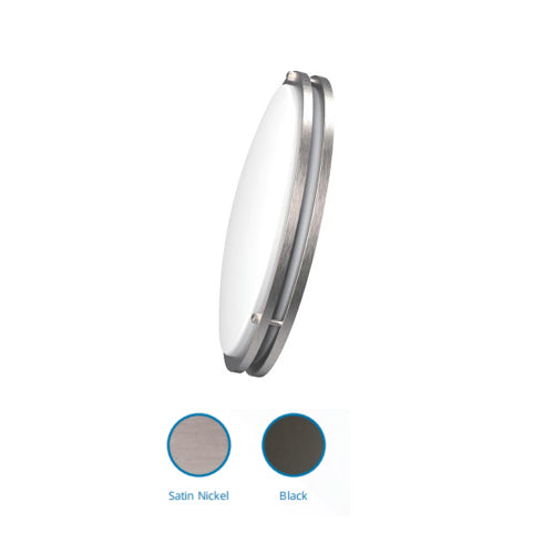 ORTECH 1303T-16SN-3CCT, 16" Double Ring LED Flush Mount, 120VAC, 36W, 2520 LM, 3CCT, Satin Nickel, Dimmable, 80CRI
