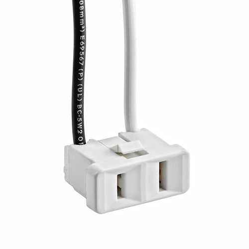 Leviton 1306-W, Straight Blade Snap In Receptacle, 15A 125V, NEMA 1-15R, 2-Pole, 2-Wire, Non-Grounding, Leads 14GA 6 Inch Long Wired, White