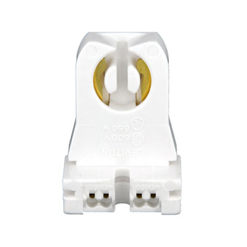 Leviton 13351, Linear Fluorescent Lampholder, Medium G13 Base, Bi-Pin, Low Profile, Slide-On, Turn-Type, Quick-Connect 18AWG Solid or Str. Tinned, White, 10 Packs