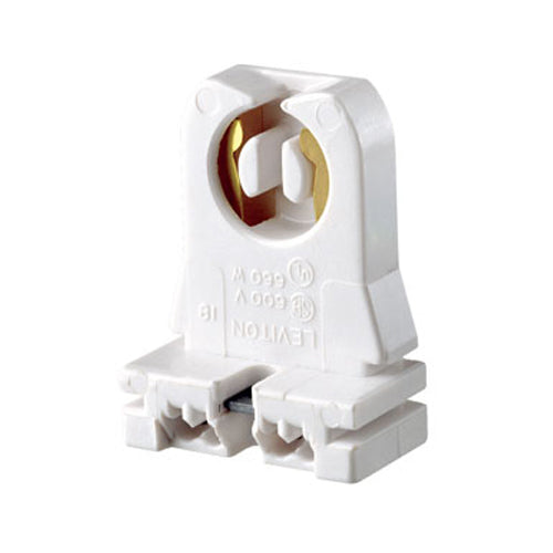 Leviton 13353-N, Standard Fluorescent Lampholder, Medium Base, Bi-Pin, Low Profile, Slide-On, Turn-Type, Captive Nut Screws Packed Bulk, Quickwire 18 AWG Solid or Str Tinned, White, 4 Packs