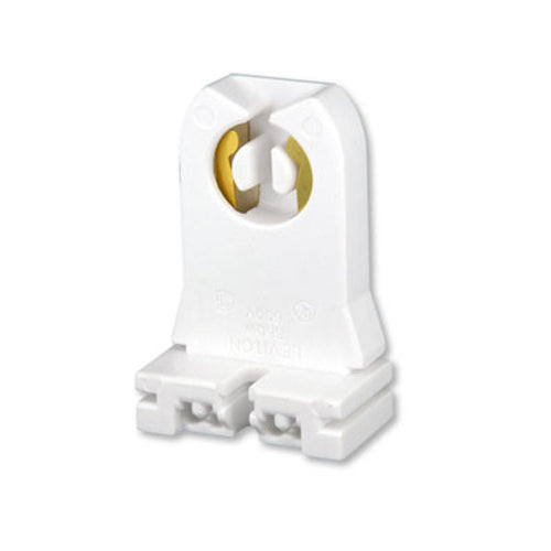 Leviton 13354, Standard Fluorescent Lampholder, Medium Base, Bi-Pin, Tall Profile, Slide-On, Turn-Type, Quick-Connect 18AWG Solid or Str. Tinned, White, 5 Packs