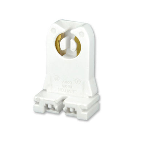 Leviton 13355, Standard Fluorescent Lampholder, Medium Base, Bi-Pin, Tall Profile, Slide-On, Turn-Type, Quick-Connect 18AWG Solid or Str. Tinned, White, 4 Packs