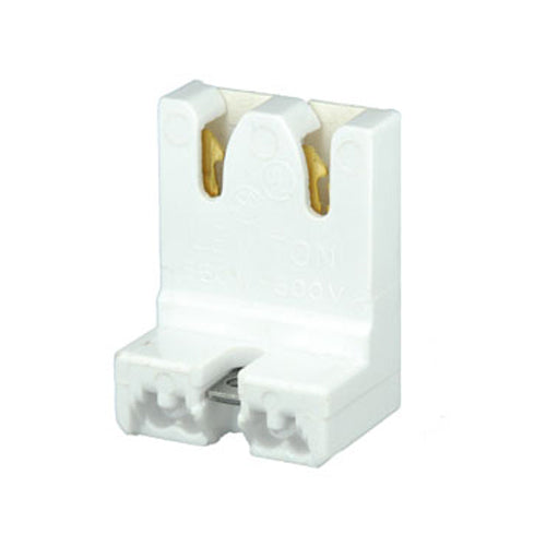 Leviton 13451-N, Standard Fluorescent Lampholder, Medium Base, T8 Only Bi-Pin, Low Profile, Screw Mount, Straight-In Double Edge, Captive Nut Screws Packed Bulk, Quick-Connect 18 AWG Solid or Str. Tinned, White, 2 Packs