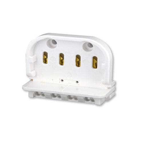 Leviton 13452, Twin Tube Fluorescent Lampholder, 2G11 Base, 4-Pin, Horizontal, Slide-On, Straight-In Double Edge, Quickwire 18AWG Solid or Str Tinned, White