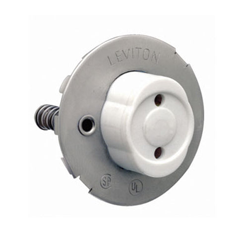 Leviton 13518, Standard Fluorescent Lampholder, Medium Base, Bi-Pin, Snap-In, Plunger, Quickwire 18AWG Solid or Str Tinned, White