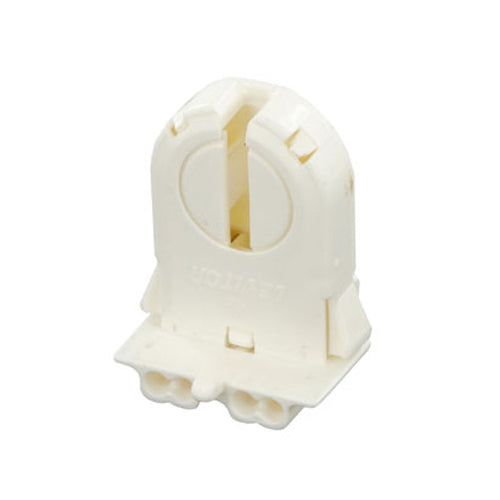 Leviton 13653-WWP, Linear Fluorescent Lampholder, Medium Base, For T8-T12 Bi-Pin Lamps, Low Profile, Snap-In or Slide-On for 22-25 Ga. Panel, Lamp-Lock, Quickwire 18 AWG Solid, Wide Wing with Panel Locator Post, White, 2 Packs