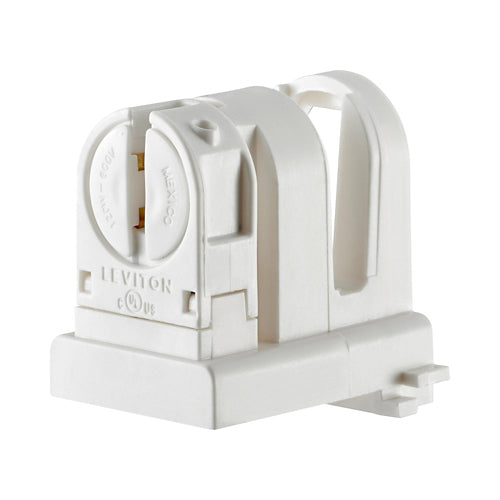 Leviton 13654-EXL, Standard Fluorescent Lampholder, Medium to Miniature Base, T5 Bi-Pin, Long T-8 to T-5 Adapter, Slide-On, Lamp-Lock, Quickwire 18 AWG Solid or Str. Tinned, White, 2 Packs