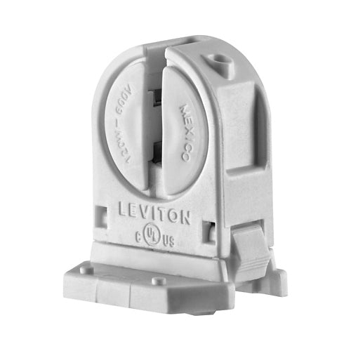 Leviton 13654-SNP, Standard Fluorescent Lampholder, Miniature Base, T5 Bi-Pin, Low Profile, Snap-In or Slide-ON, Lamp-Lock, Quickwire 18 AWG Solid or Str. Tinned, White, 4 Packs