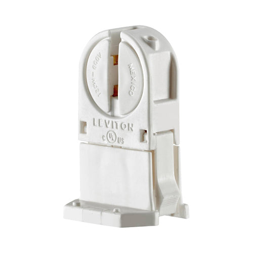 Leviton 13654-TNP, Standard Fluorescent Lampholder, Miniature Base, T5 Bi-Pin, Tall Profile, Snap-In or Slide-ON, Lamp-Lock, Quickwire 18 AWG Solid or Str. Tinned, White, 2 Packs