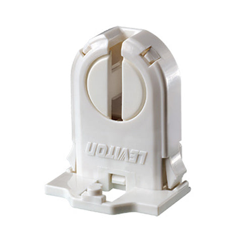 Leviton 13661-SWP, Fluorescent Lampholder, T8/T12 (G13 Base) Medium Bi-Pin, Non-Shunted, Turn Type with Lamp Lock, Medium Height, (23mm) Lamp Center, Snap In with Post Mounted, Bottom Load, White, 2 Packs