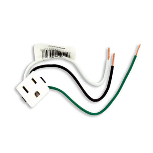 Leviton 1374-1W, Straight Blade Snap-In Receptacle, 15A 125V, NEMA 5-15R, 2-Pole, 3-Wire, Grounding, Leads 14GA 6 Inch Long Wired, White, 4 Packs