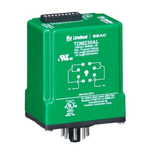 Littelfuse TDMH120AL, TDMH Series, Delay On Make Timer, 120VAC, 10–10230s Time Setting, 8 Pins, DPDT Contact Form