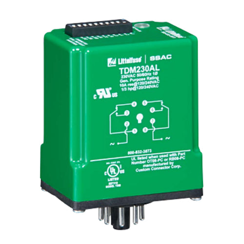 Littelfuse TDML110DL, TDML Series, Delay On Make Timer, 110VDC, 10–10230s Time Setting, 8 Pins, DPDT Contact Form