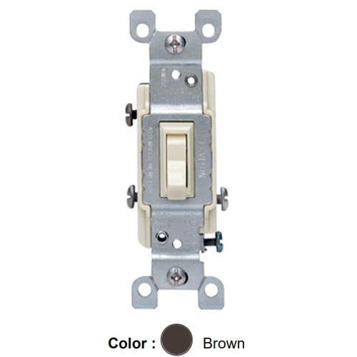 Leviton 1453-CP, Framed 3-Way AC Quiet Toggle Switch, Residential Grade, 15A 120V AC, Non-Grounding, Quickwire Push-In & Side Wired, Brown, 2 Packs