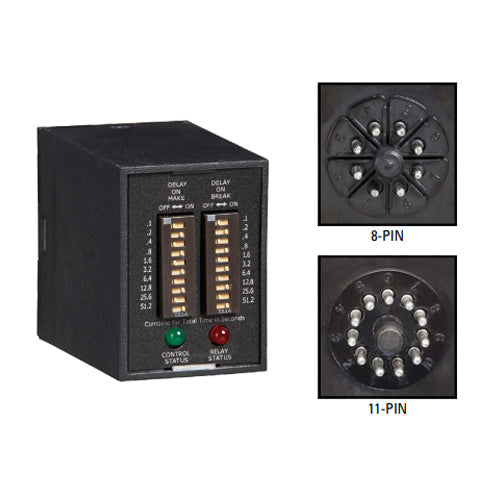 Littelfuse TDMB413D, TDMB Series, Delay on Make/Delay on Break Timer, 120VAC, 10 - 10230s Time Setting, 11 Pins, DPDT Contact Form