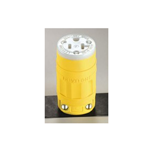 Leviton 1533, Dustguard Straight Blade Connector, Industrial Grade, 20A 125V, Nema 5-20R, 2-Pole, 3-Wire, Grounding, Yellow