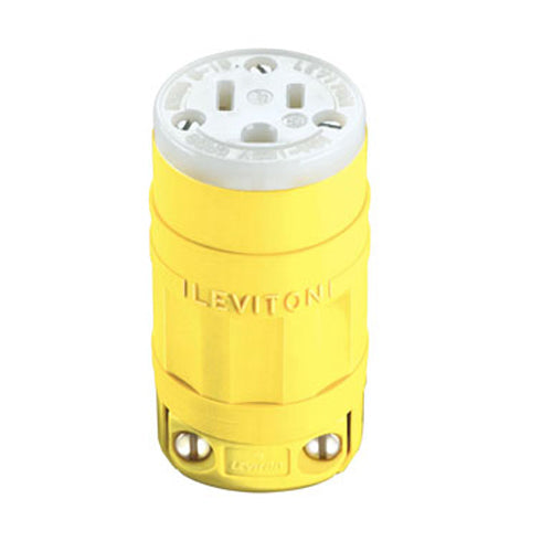 Leviton 1547, Dustguard Straight Blade Connector, Industrial Grade, 15A 125V, Nema 5-15R, 2-Pole, 3-Wire, Grounding, Yellow