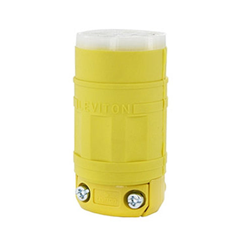 Leviton 1549, Dustguard Straight Blade Connector, Industrial Grade, 15A 250V, Nema 6-15R, 2-Pole, 3-Wire, Grounding, Yellow