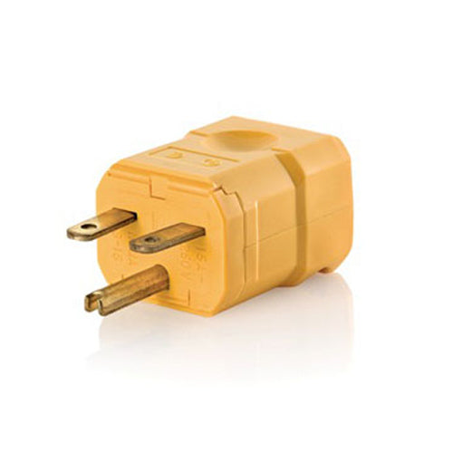 Leviton 15656-VY, Python Straight Blade Plug, Industrial Grade, 15A 250V, NEMA 6-15P, 2-Pole, 3-Wire, Grounding, Yellow