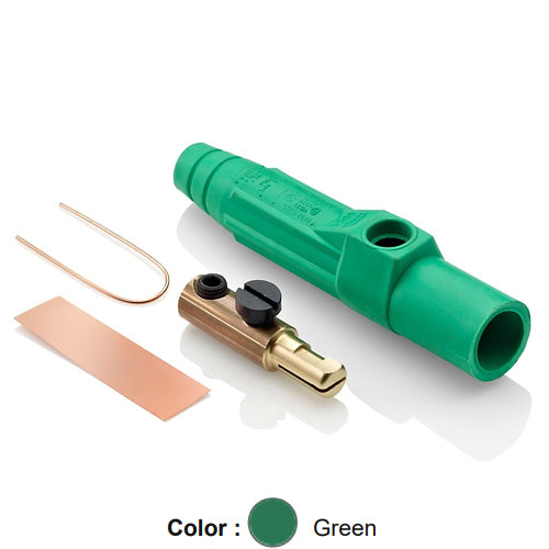 Leviton 15D21-UG, 15 Series Single Pole Cam-Type Male Plug, Contact & Insulator, Detachable, Industrial Grade, 150 Amp Max, 600 VAC/DC Max, Single Set Screw Termination, #8 - #2 AWG, Green