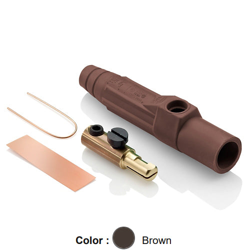Leviton 15D21-UH, 15 Series Single Pole Cam-Type Male Plug, Contact & Insulator, Detachable, Industrial Grade, 150 Amp Max, 600 VAC/DC Max, Single Set Screw Termination, #8 - #2 AWG, Brown